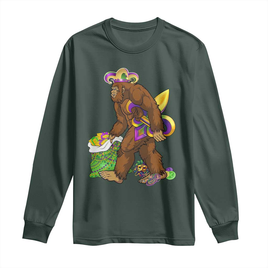 Funny Bigfoot Carnival Mardi Gras Party Long Sleeve Shirt