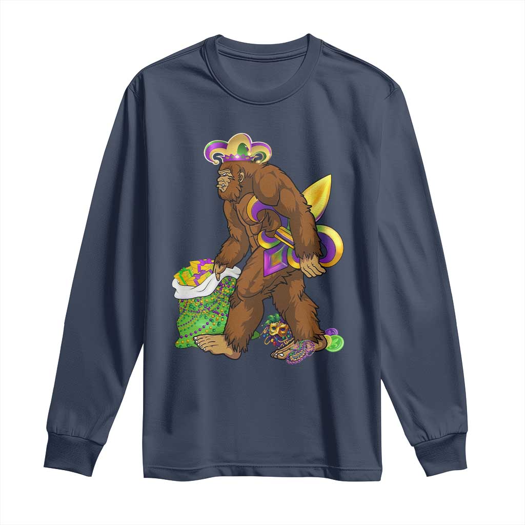 Funny Bigfoot Carnival Mardi Gras Party Long Sleeve Shirt