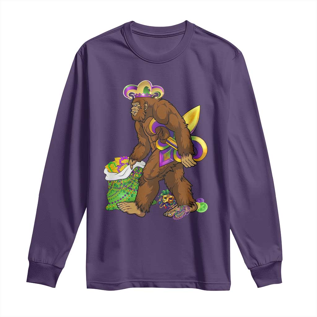 Funny Bigfoot Carnival Mardi Gras Party Long Sleeve Shirt
