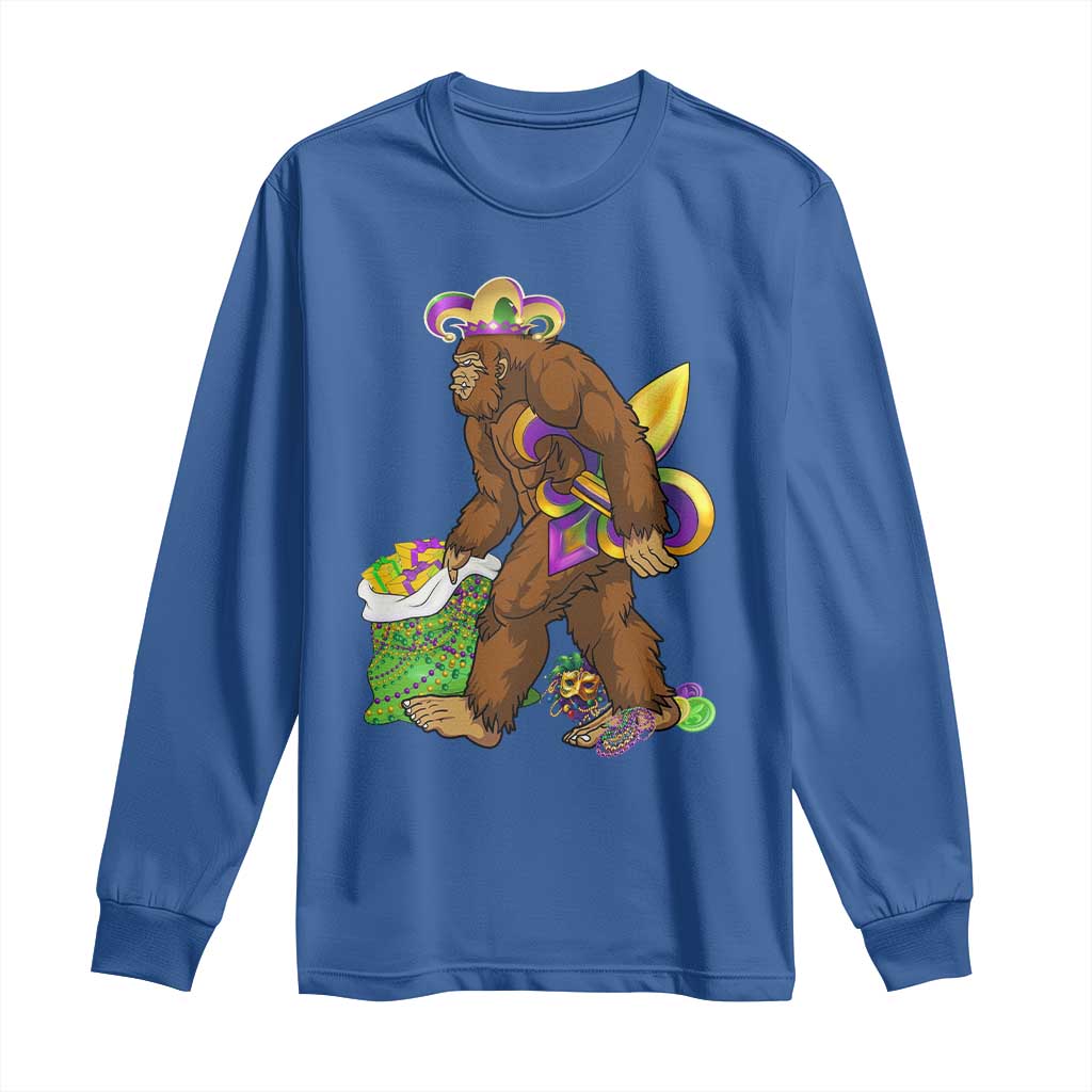 Funny Bigfoot Carnival Mardi Gras Party Long Sleeve Shirt