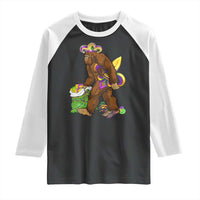 Funny Bigfoot Carnival Mardi Gras Party Raglan Shirt