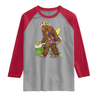 Funny Bigfoot Carnival Mardi Gras Party Raglan Shirt