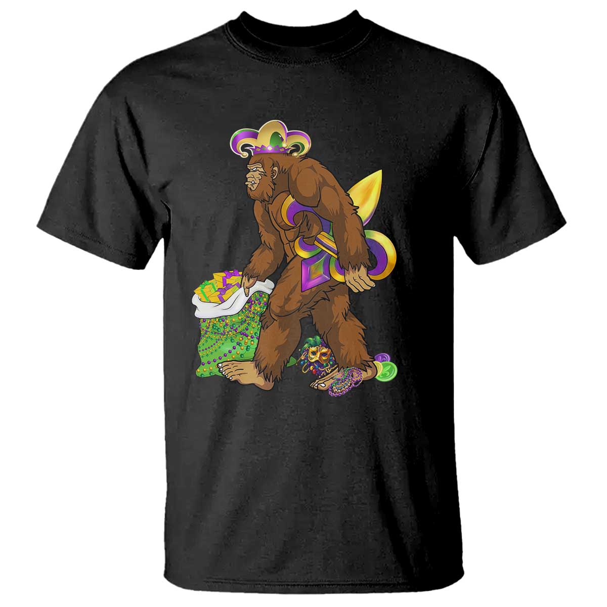 Funny Bigfoot Carnival Mardi Gras Party T Shirt