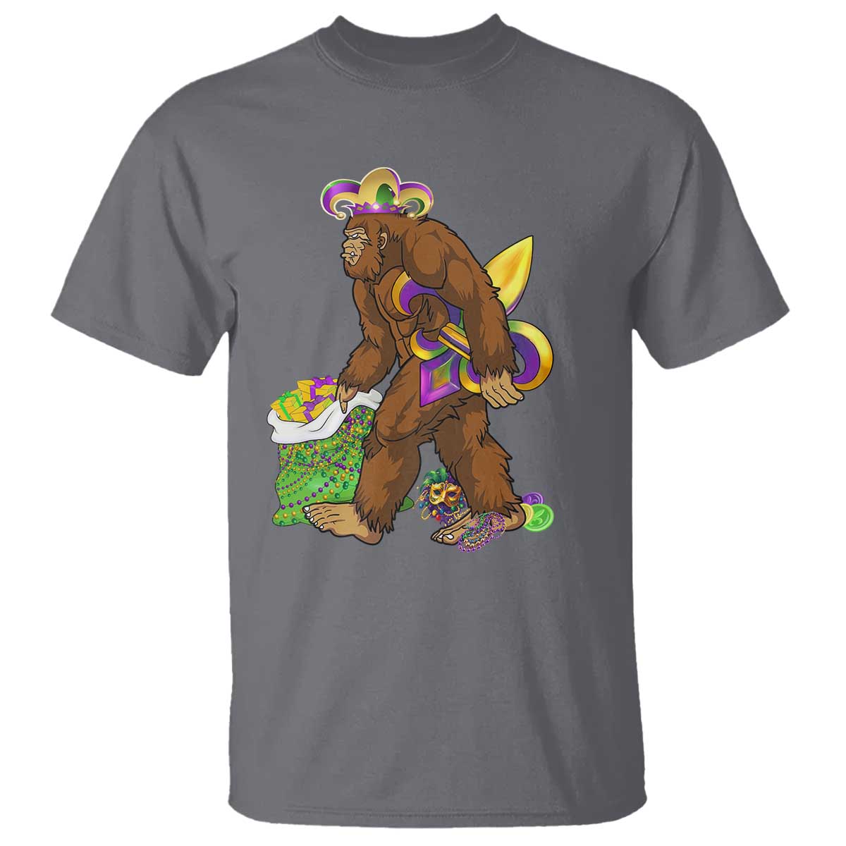 Funny Bigfoot Carnival Mardi Gras Party T Shirt
