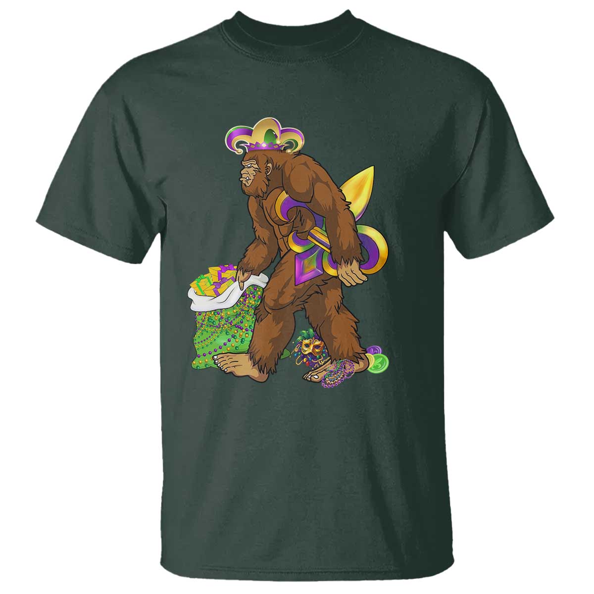 Funny Bigfoot Carnival Mardi Gras Party T Shirt