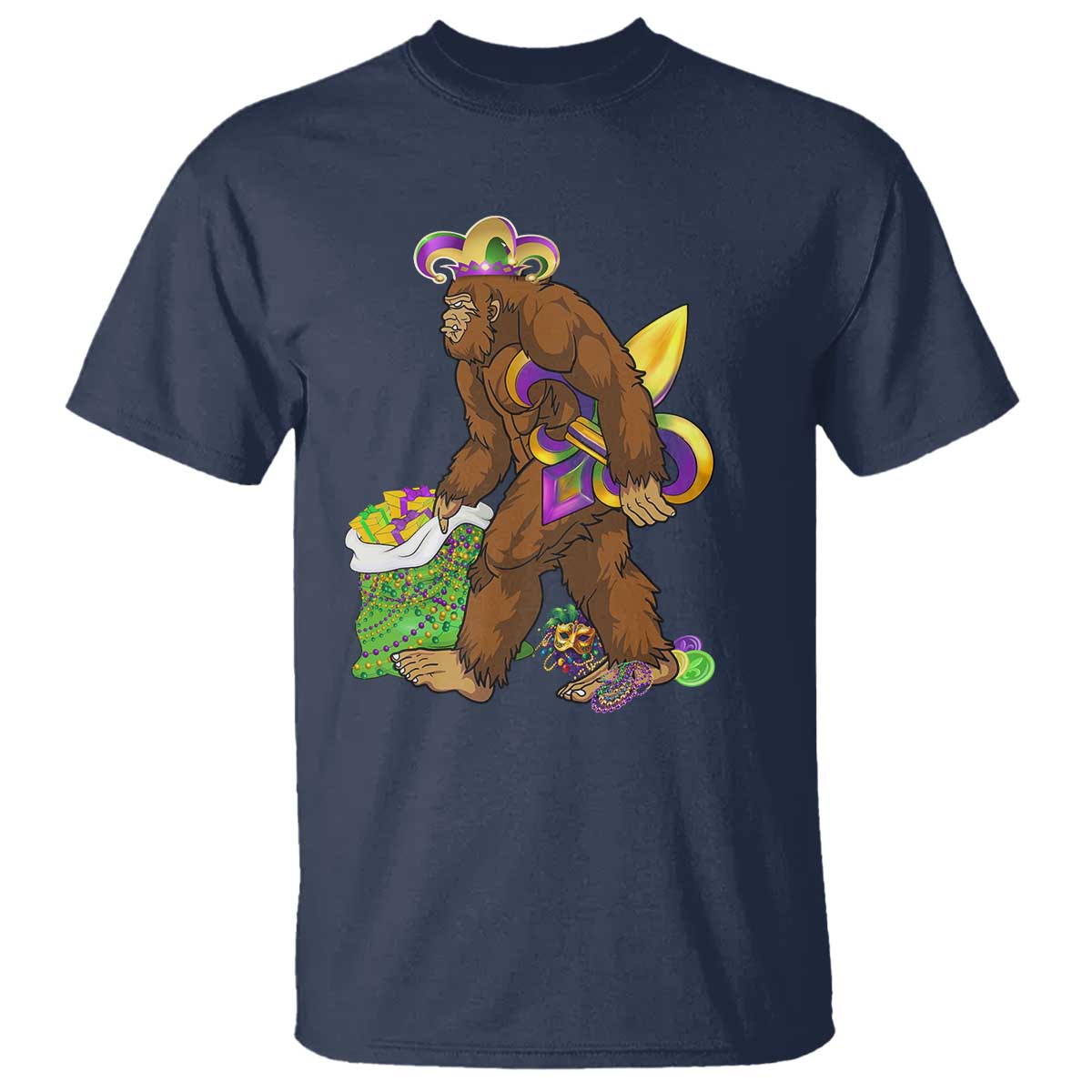 Funny Bigfoot Carnival Mardi Gras Party T Shirt