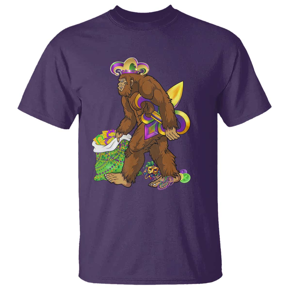 Funny Bigfoot Carnival Mardi Gras Party T Shirt