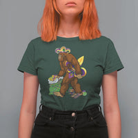 Funny Bigfoot Carnival Mardi Gras Party T Shirt For Women