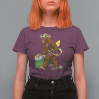 Funny Bigfoot Carnival Mardi Gras Party T Shirt For Women
