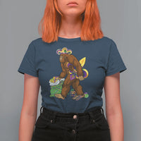 Funny Bigfoot Carnival Mardi Gras Party T Shirt For Women