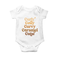Afro Black Hair Melanin Baby Onesie Curly Coily Curvy Caramel Cutie