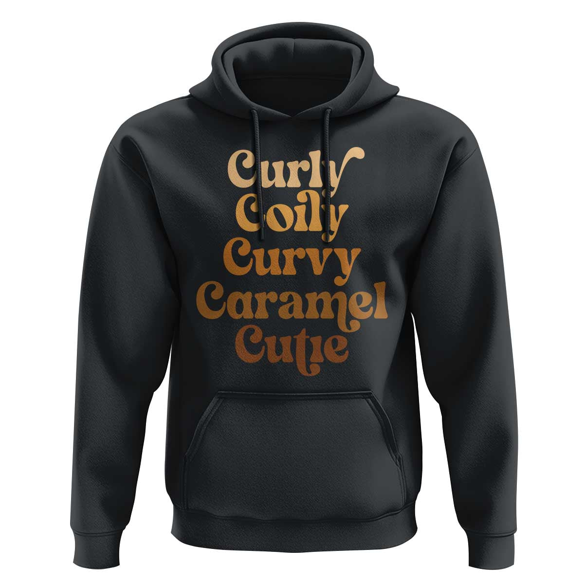 Afro Black Hair Melanin Hoodie Curly Coily Curvy Caramel Cutie