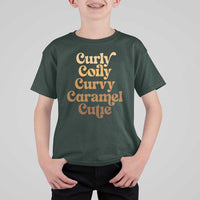 Afro Black Hair Melanin T Shirt For Kid Curly Coily Curvy Caramel Cutie