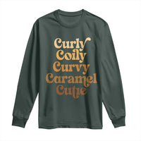 Afro Black Hair Melanin Long Sleeve Shirt Curly Coily Curvy Caramel Cutie