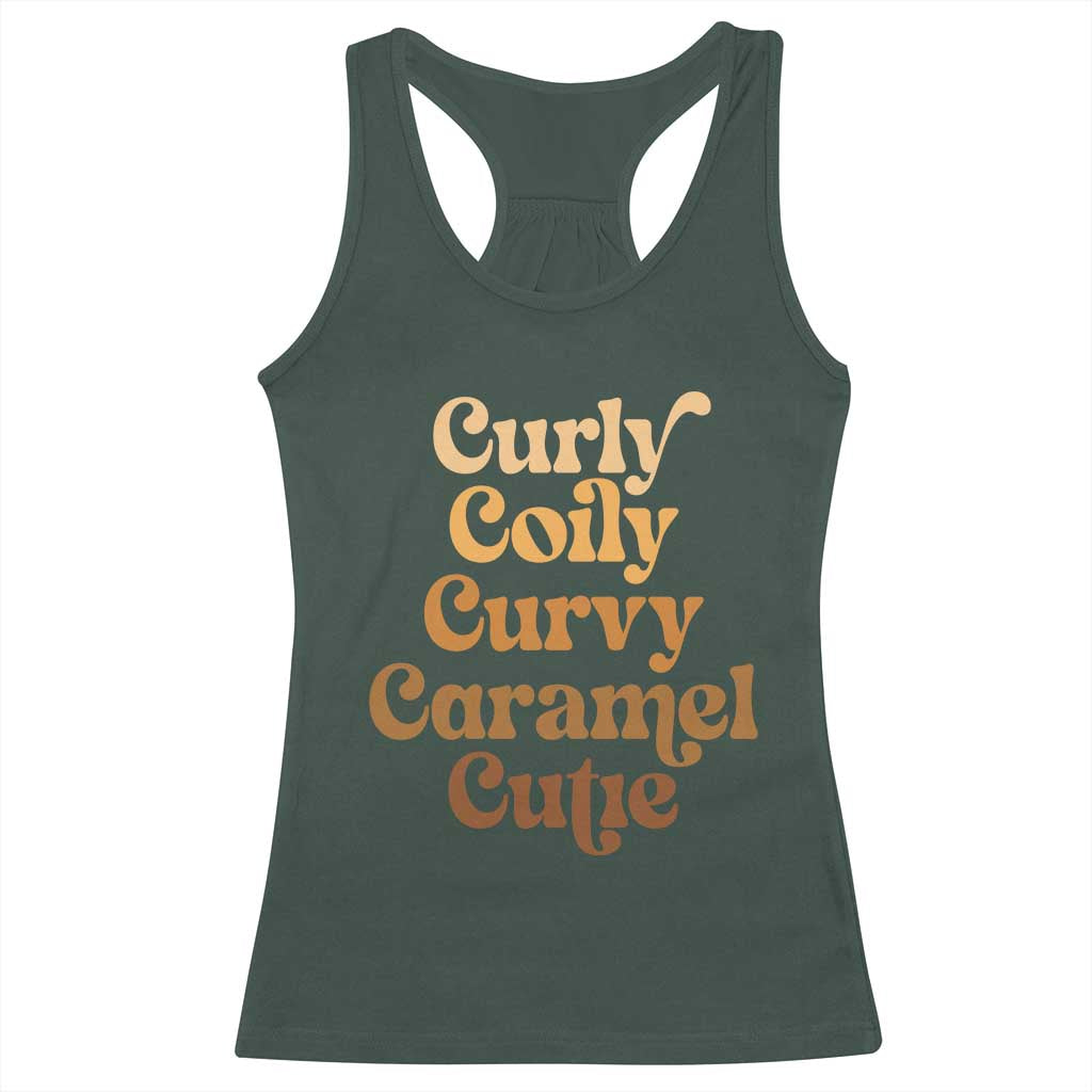 Afro Black Hair Melanin Racerback Tank Top Curly Coily Curvy Caramel Cutie