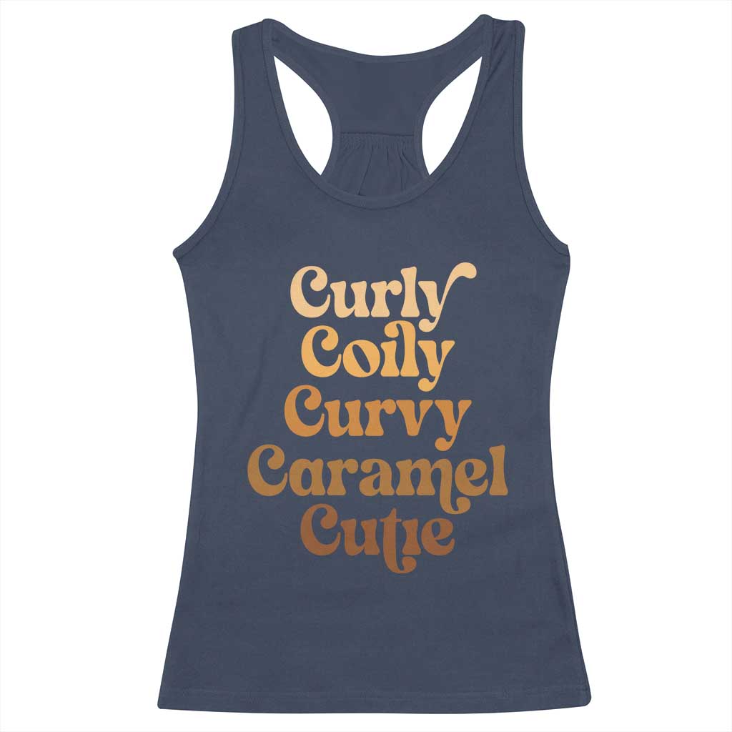 Afro Black Hair Melanin Racerback Tank Top Curly Coily Curvy Caramel Cutie