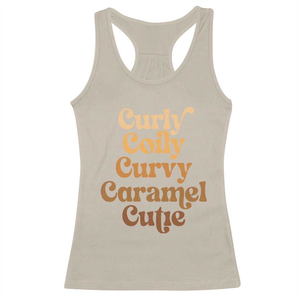 Afro Black Hair Melanin Racerback Tank Top Curly Coily Curvy Caramel Cutie