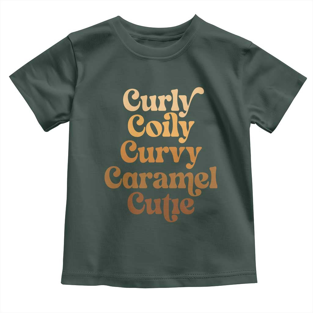 Afro Black Hair Melanin Toddler T Shirt Curly Coily Curvy Caramel Cutie