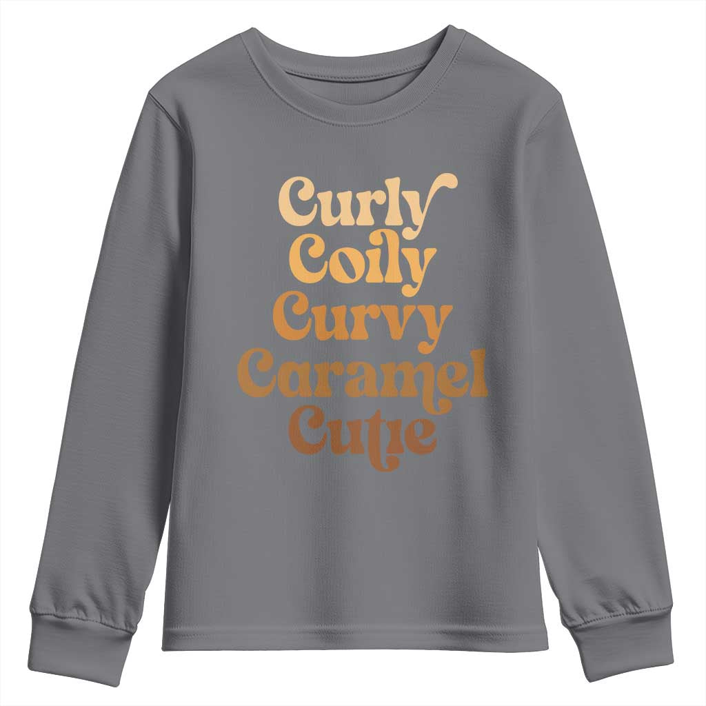 Afro Black Hair Melanin Youth Sweatshirt Curly Coily Curvy Caramel Cutie