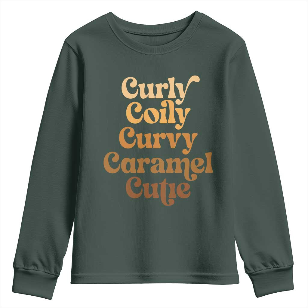 Afro Black Hair Melanin Youth Sweatshirt Curly Coily Curvy Caramel Cutie