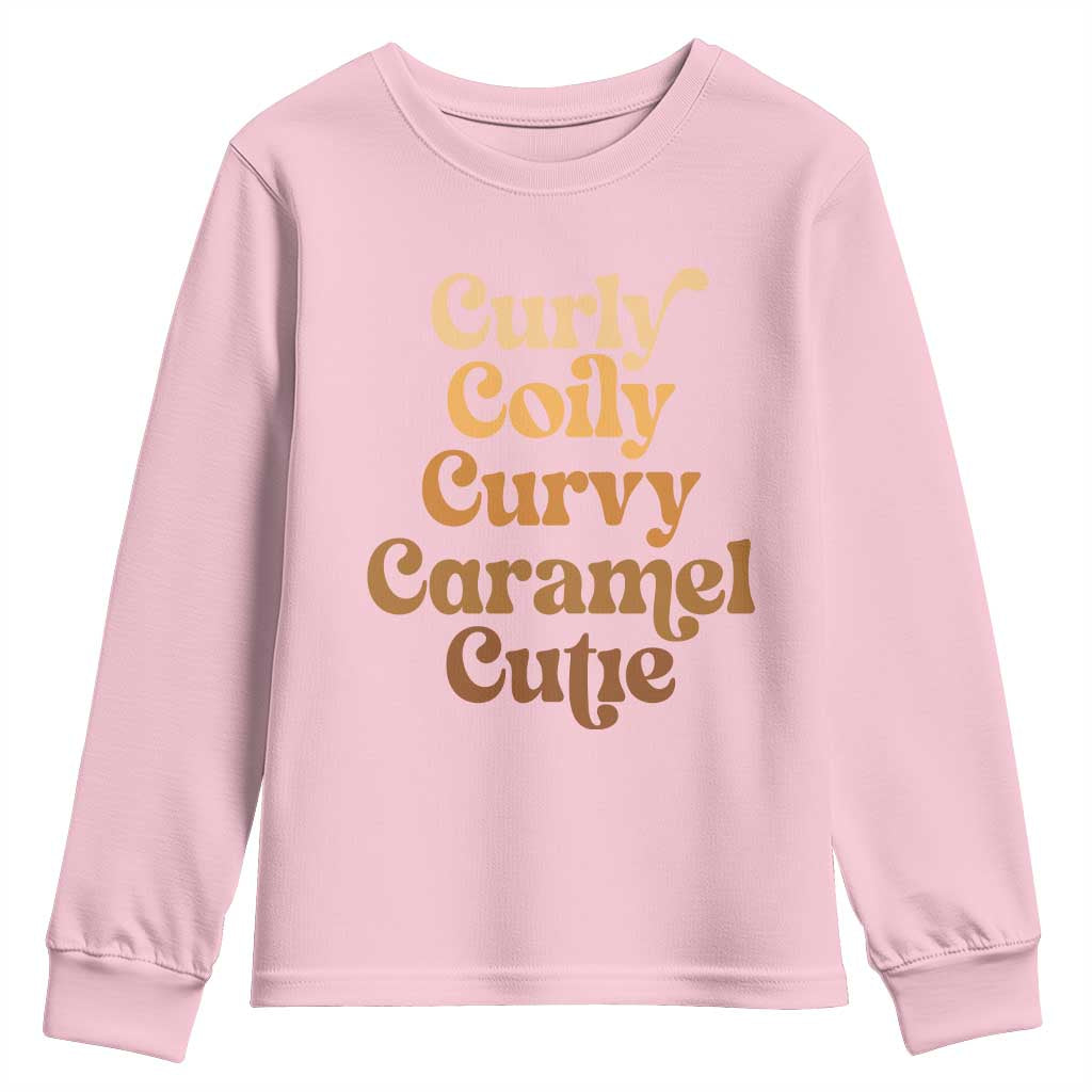 Afro Black Hair Melanin Youth Sweatshirt Curly Coily Curvy Caramel Cutie