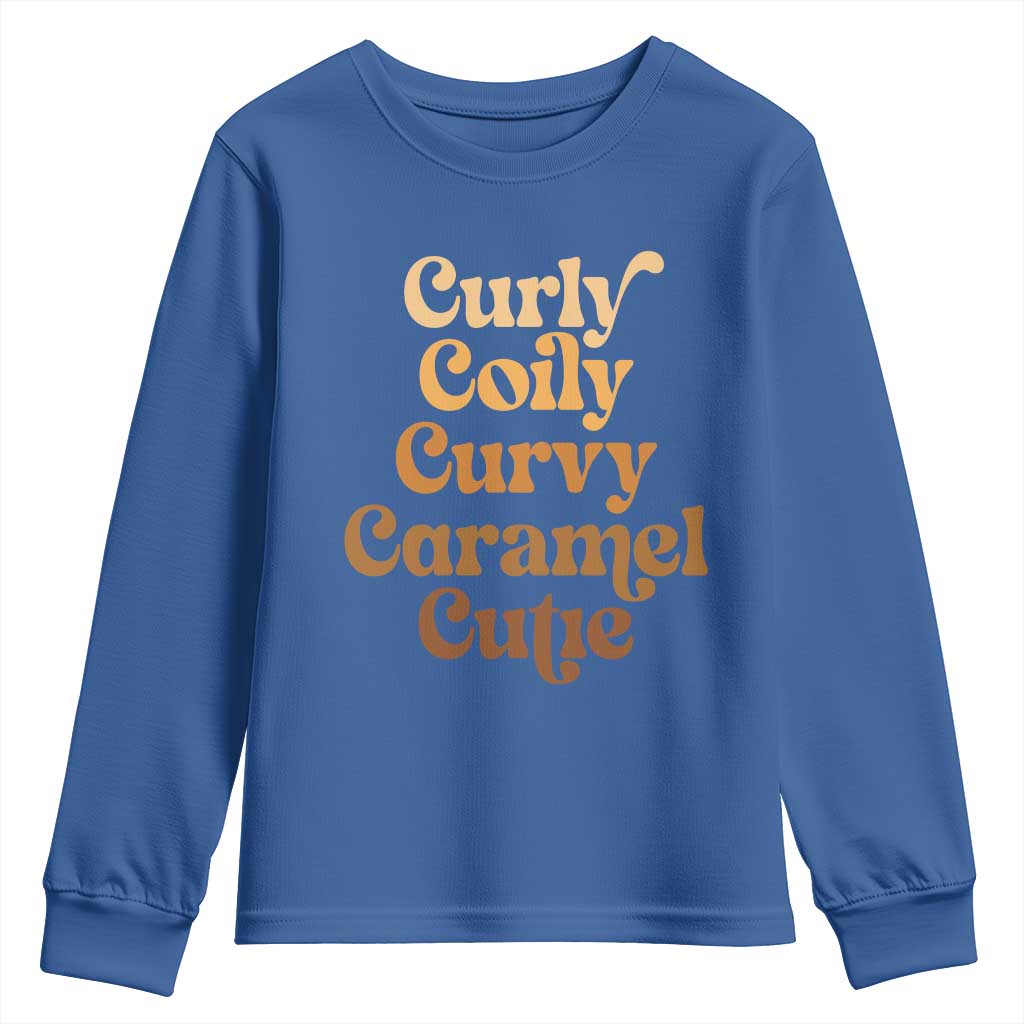 Afro Black Hair Melanin Youth Sweatshirt Curly Coily Curvy Caramel Cutie