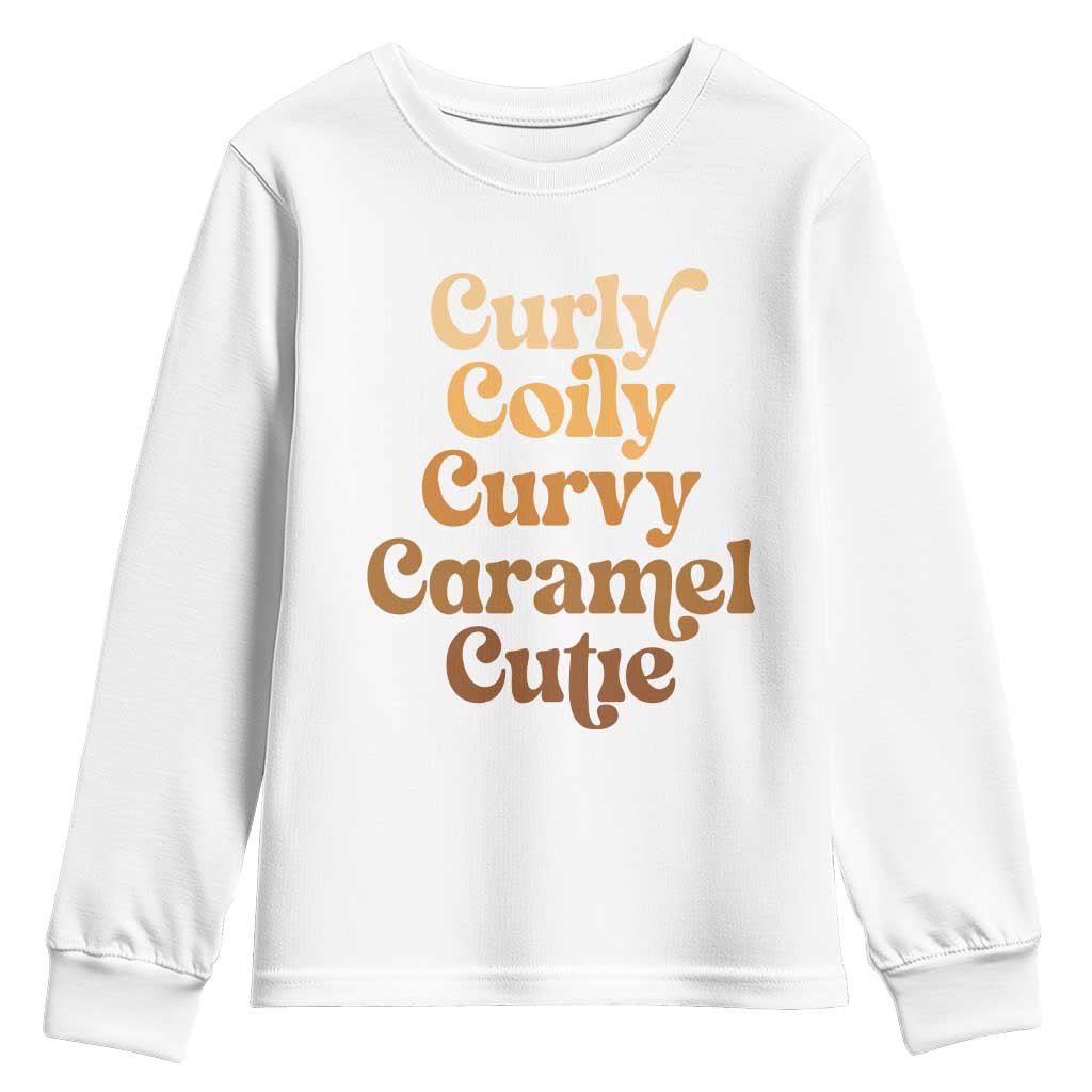 Afro Black Hair Melanin Youth Sweatshirt Curly Coily Curvy Caramel Cutie