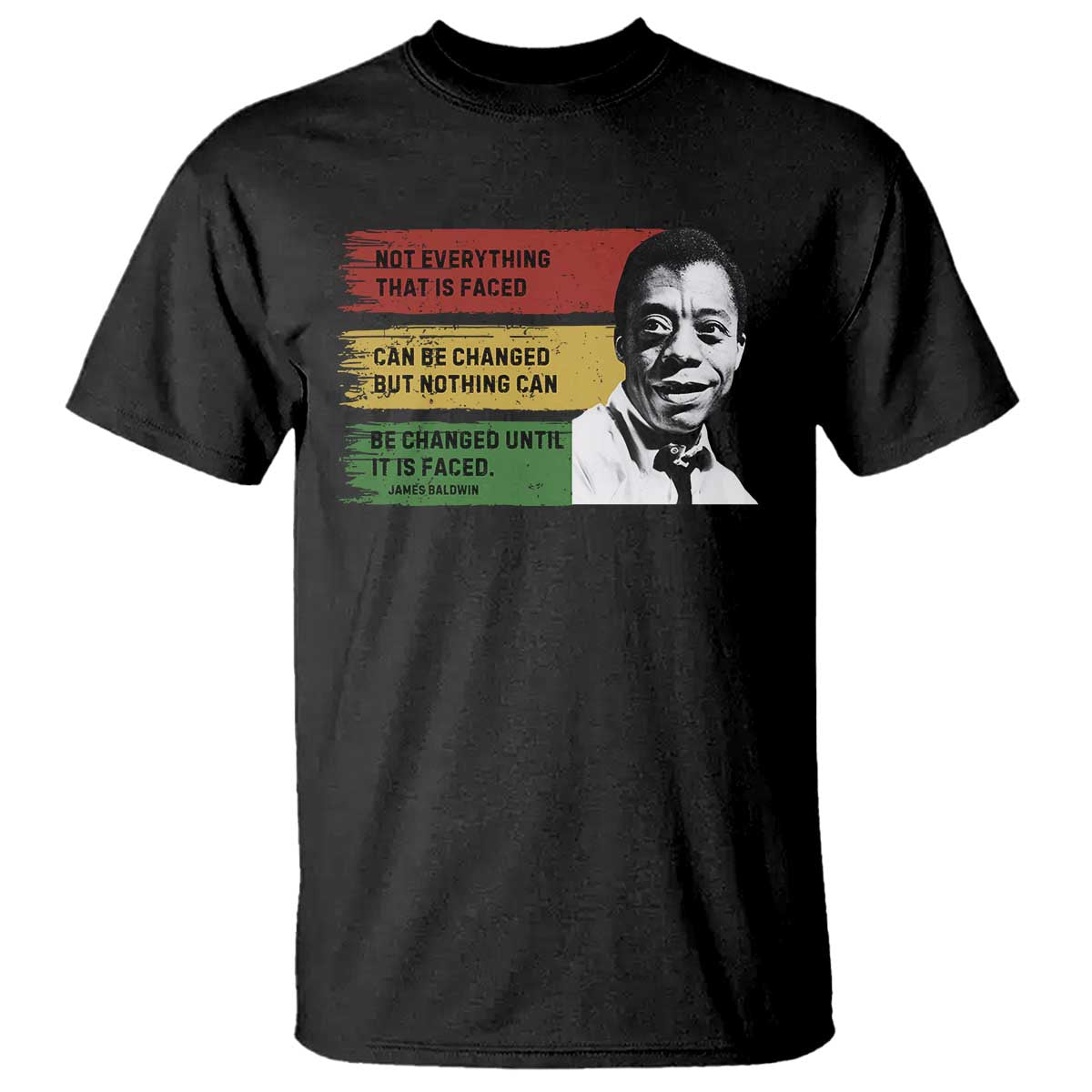 James Baldwin Inspirational Quotes T Shirt Not Everything That Is Faced Can Be Changed But Nothing Can Be Changed Until It Is Faced