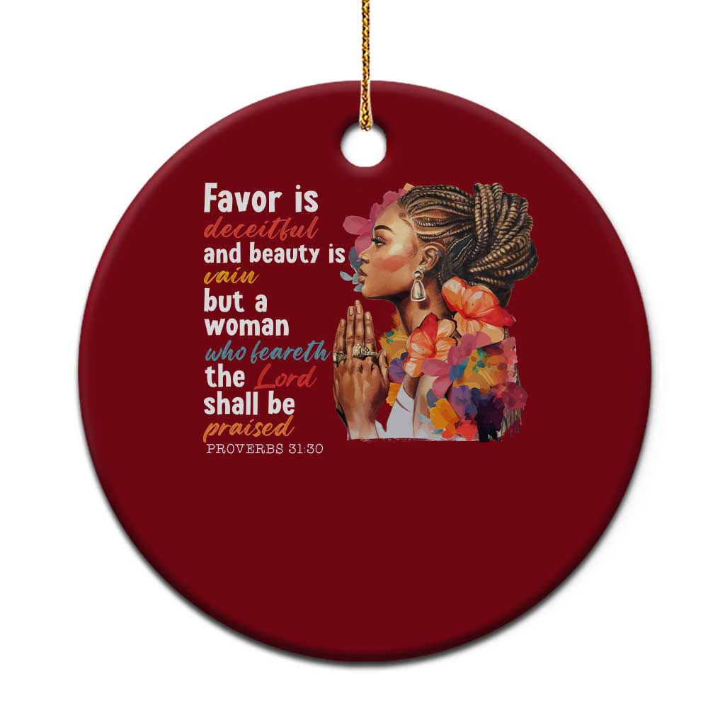 Christian African American Ceramic Ornament Favor Is Deceitful And Beauty Is Vain - Wonder Print Shop