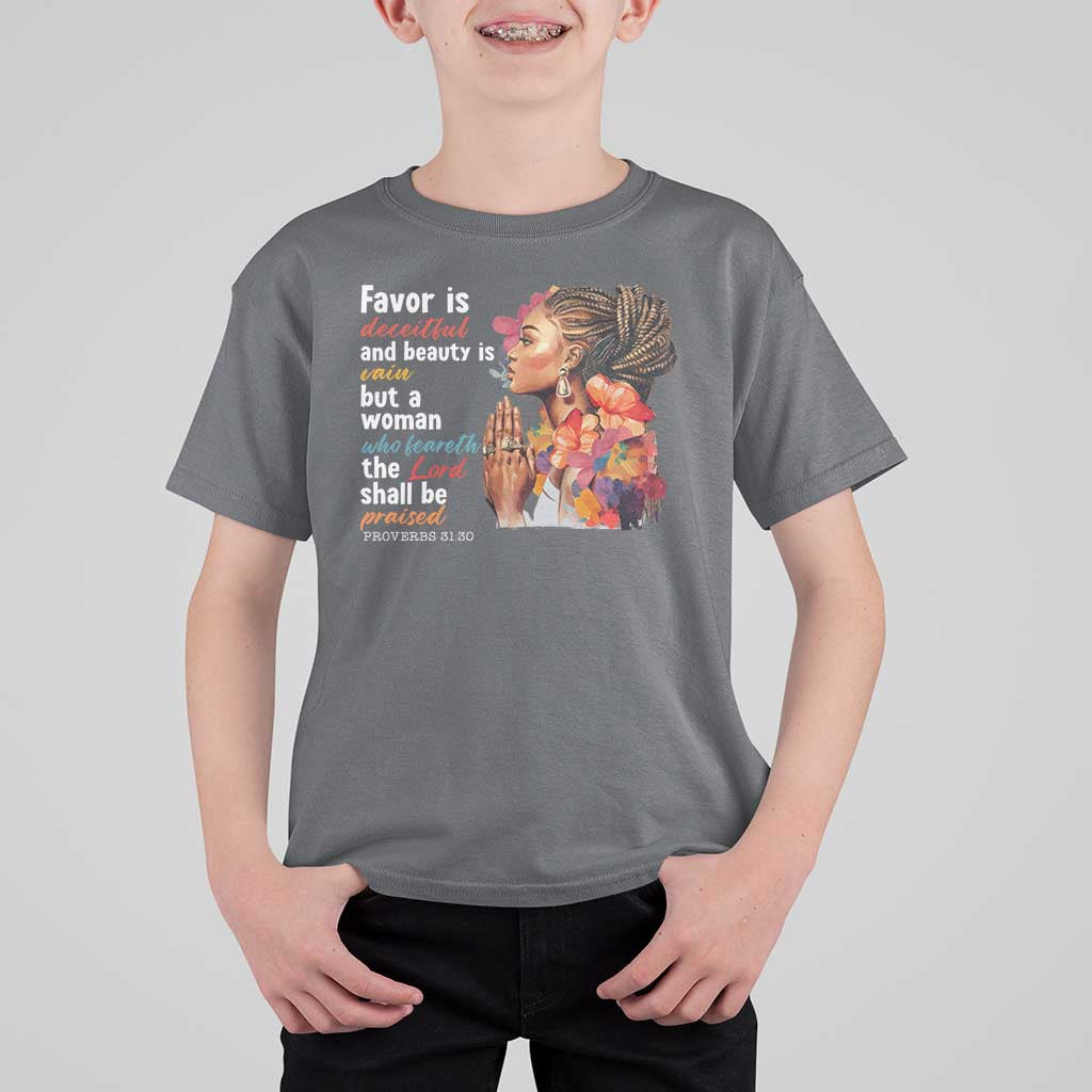 Christian African American T Shirt For Kid Favor Is Deceitful And Beauty Is Vain