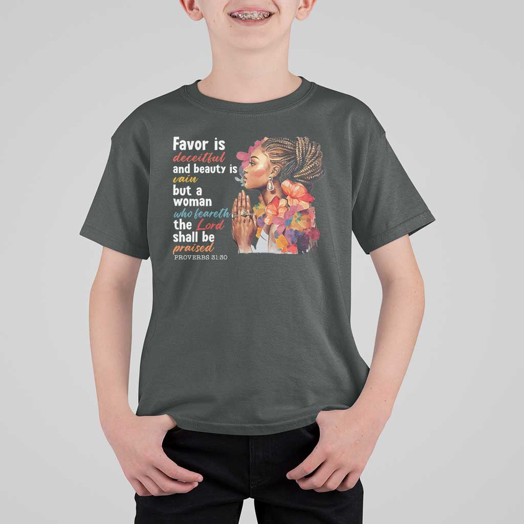Christian African American T Shirt For Kid Favor Is Deceitful And Beauty Is Vain