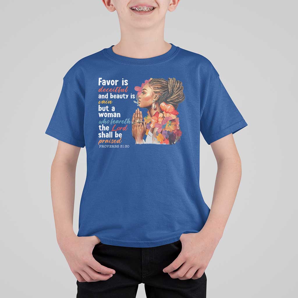 Christian African American T Shirt For Kid Favor Is Deceitful And Beauty Is Vain