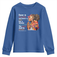Christian African American Youth Sweatshirt Favor Is Deceitful And Beauty Is Vain