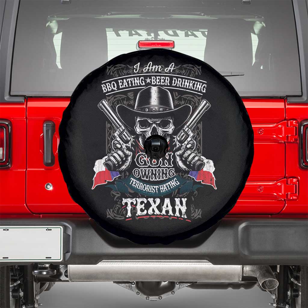 Funny American Texan Spare Tire Cover I Am A BBQ Eating Beer Drinking Gun Owning Texan