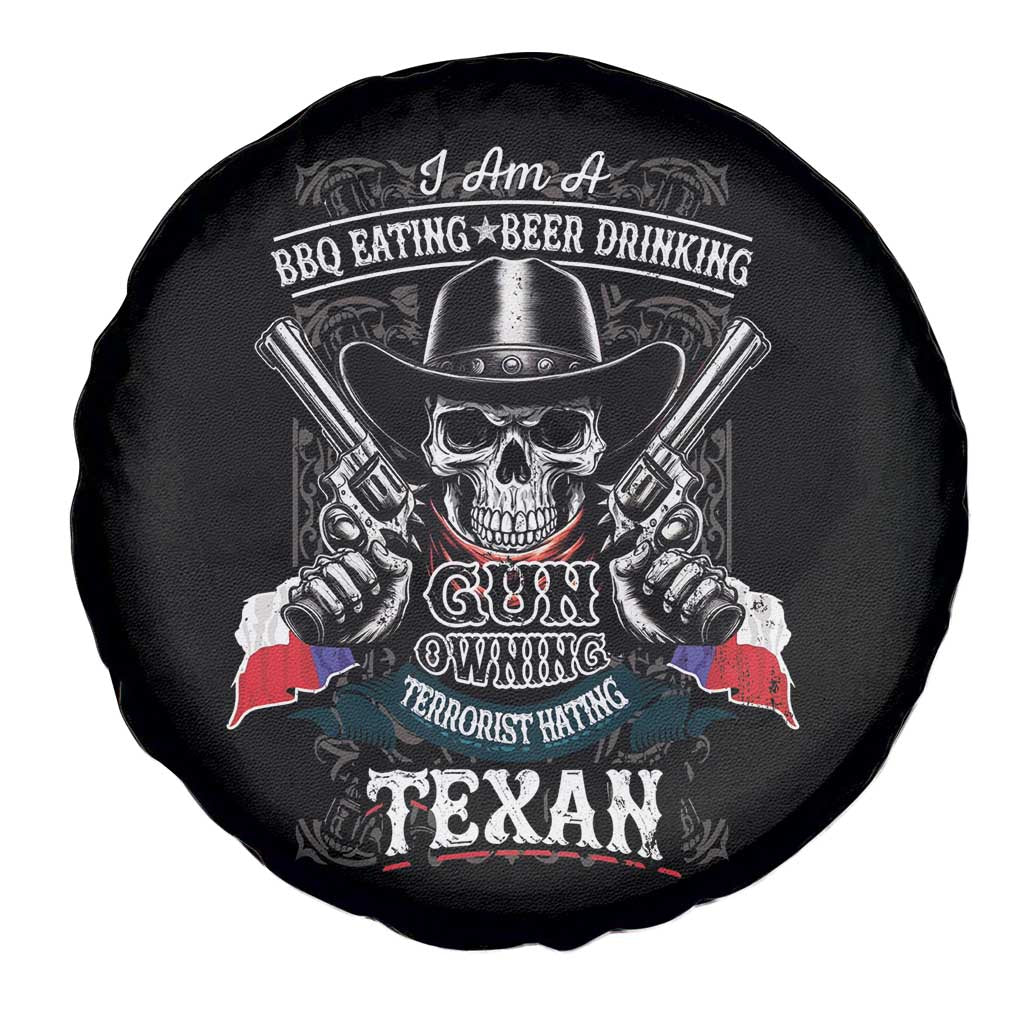 Funny American Texan Spare Tire Cover I Am A BBQ Eating Beer Drinking Gun Owning Texan