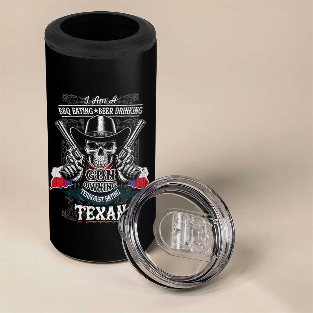 Funny American Texan 4 in 1 Can Cooler Tumbler I Am A BBQ Eating Beer Drinking Gun Owning Texan - Wonder Print Shop