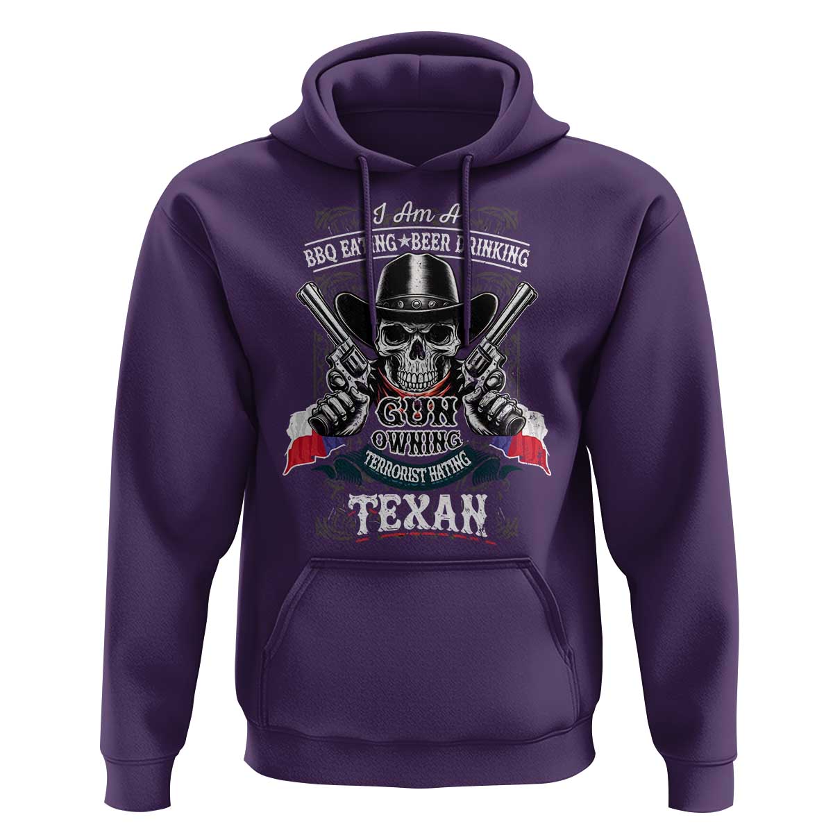 Funny American Texan Hoodie I Am A BBQ Eating Beer Drinking Gun Owning Texan