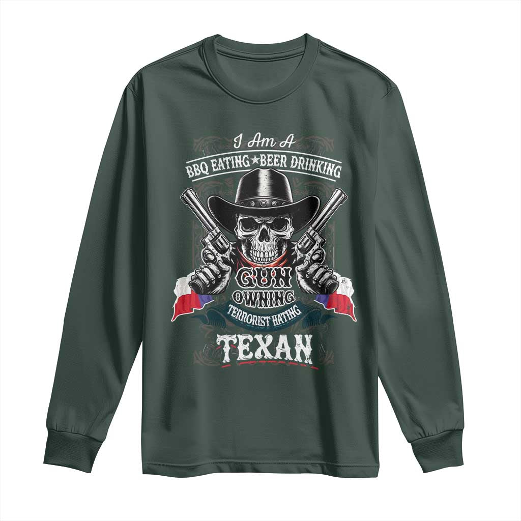 Funny American Texan Long Sleeve Shirt I Am A BBQ Eating Beer Drinking Gun Owning Texan