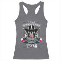 Funny American Texan Racerback Tank Top I Am A BBQ Eating Beer Drinking Gun Owning Texan