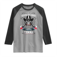 Funny American Texan Raglan Shirt I Am A BBQ Eating Beer Drinking Gun Owning Texan