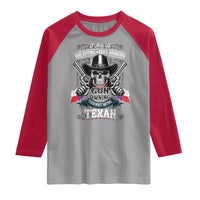 Funny American Texan Raglan Shirt I Am A BBQ Eating Beer Drinking Gun Owning Texan