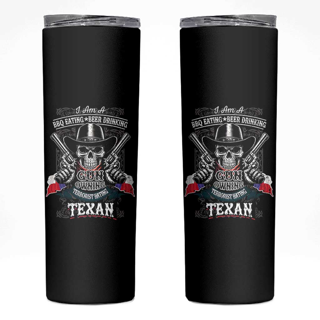 Funny American Texan Skinny Tumbler I Am A BBQ Eating Beer Drinking Gun Owning Texan - Wonder Print Shop