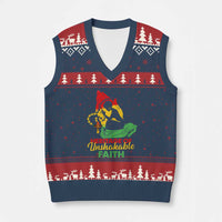 Christian African American V-Neck Knit Sweater Vest Heritage Of Unshakable Faith Black History Month - Wonder Print Shop