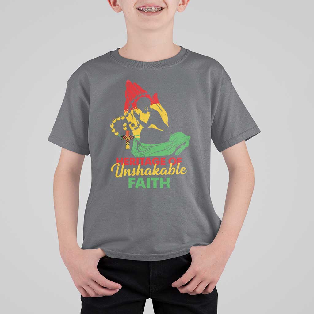 Christian African American T Shirt For Kid Heritage Of Unshakable Faith Black History Month