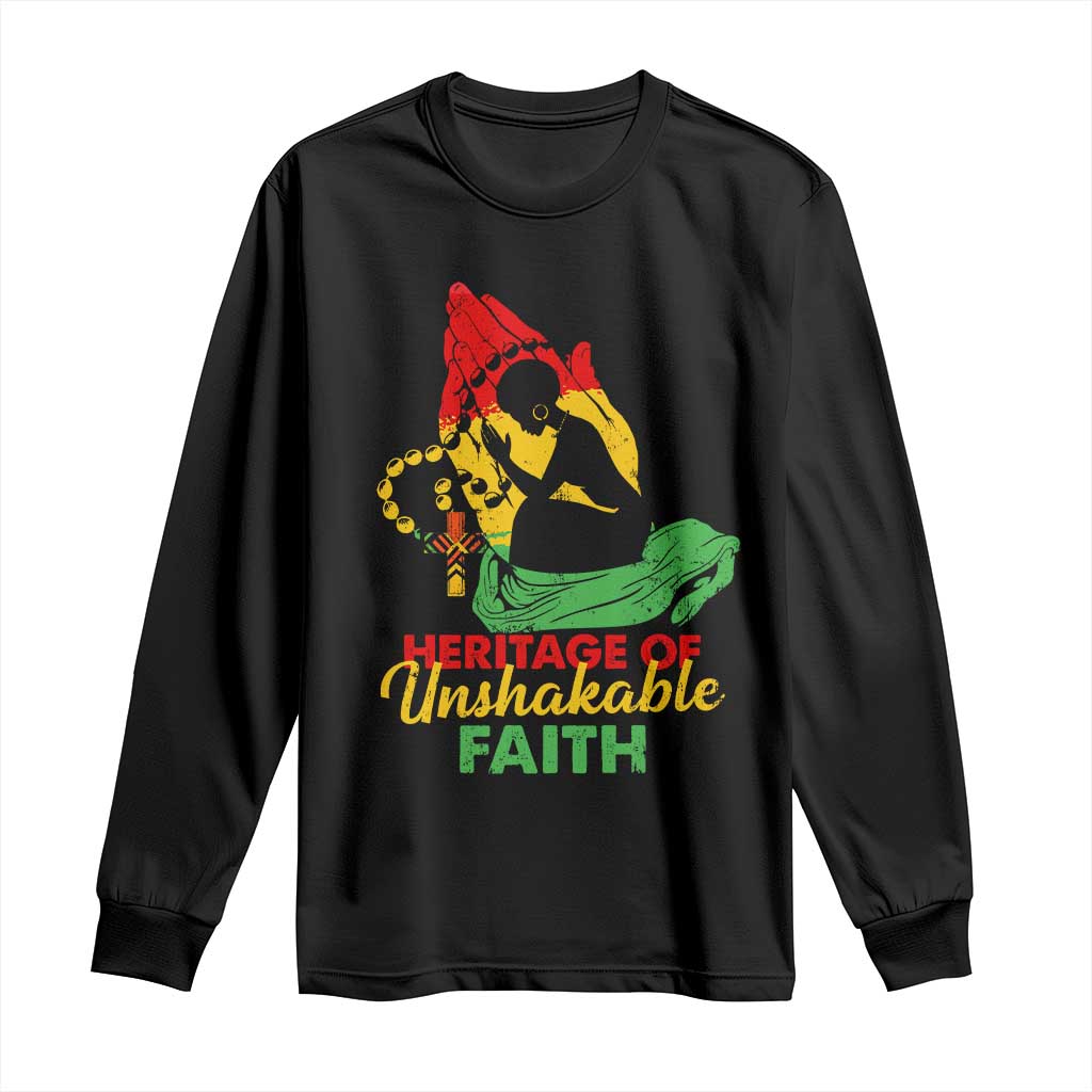 Christian African American Long Sleeve Shirt Heritage Of Unshakable Faith Black History Month