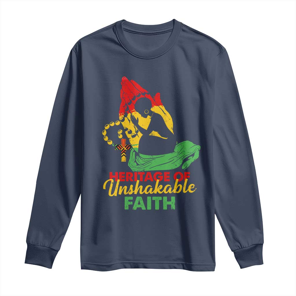 Christian African American Long Sleeve Shirt Heritage Of Unshakable Faith Black History Month