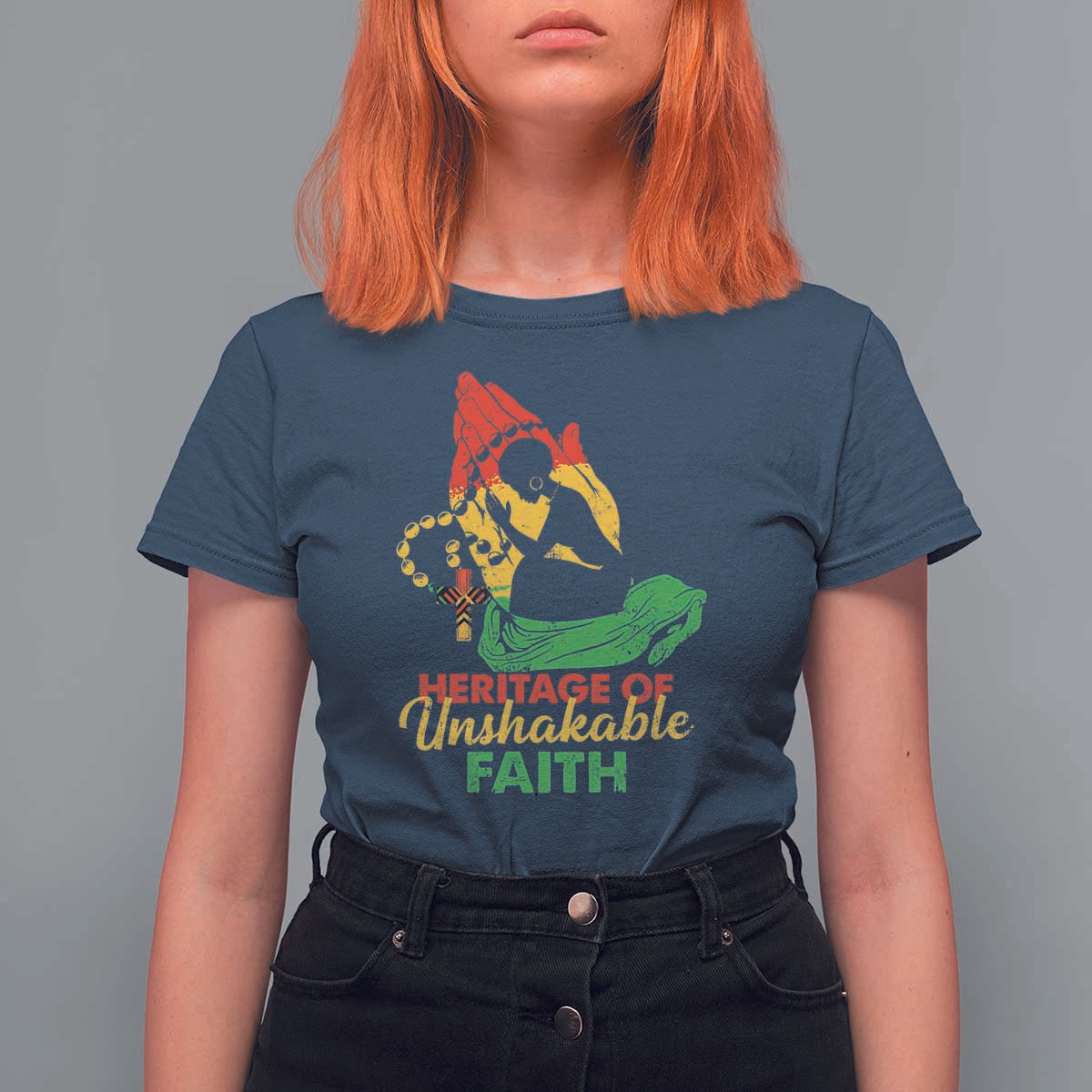Christian African American T Shirt For Women Heritage Of Unshakable Faith Black History Month