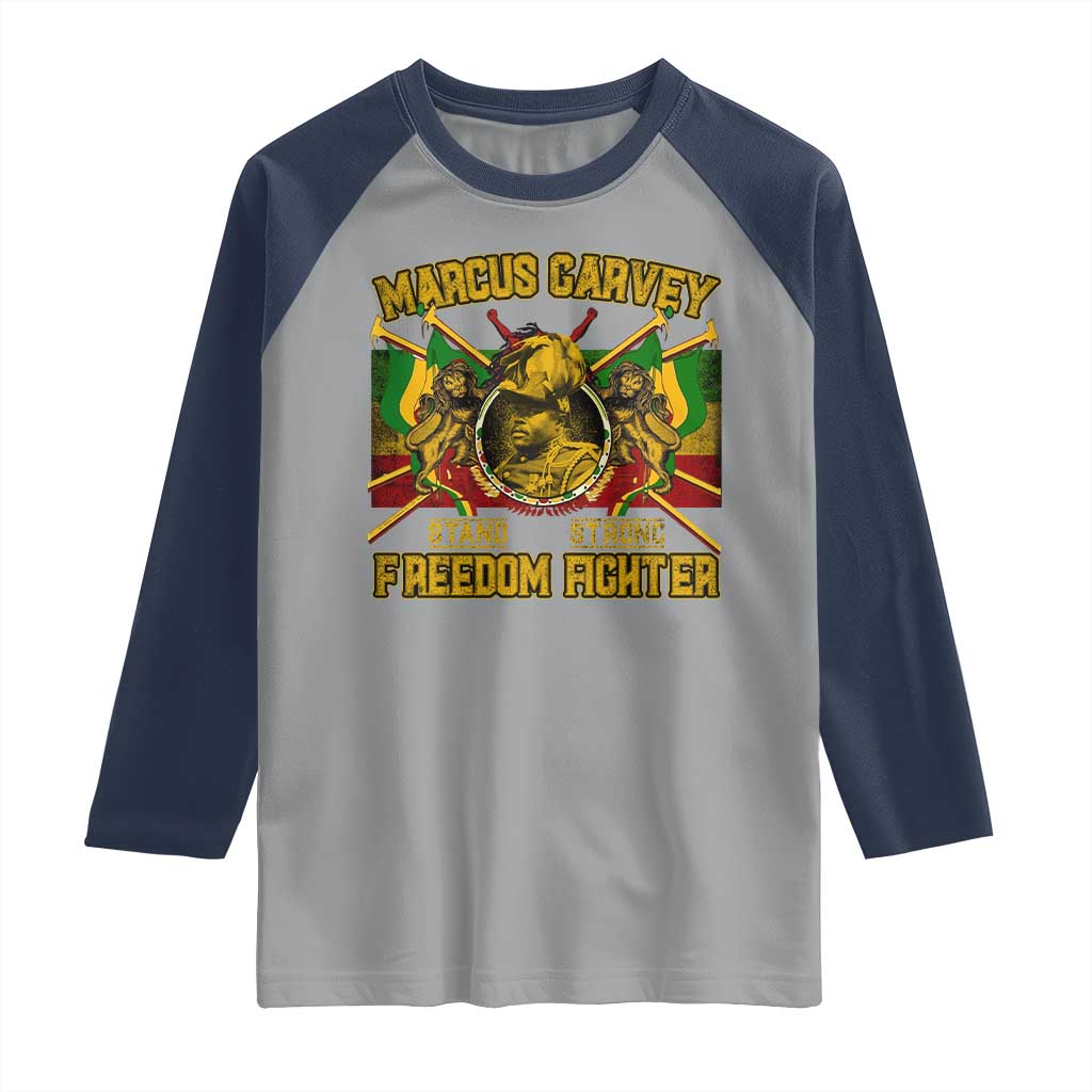 Marcus Garvey Raglan Shirt Stand Strong Freedom Fighter Black History Month