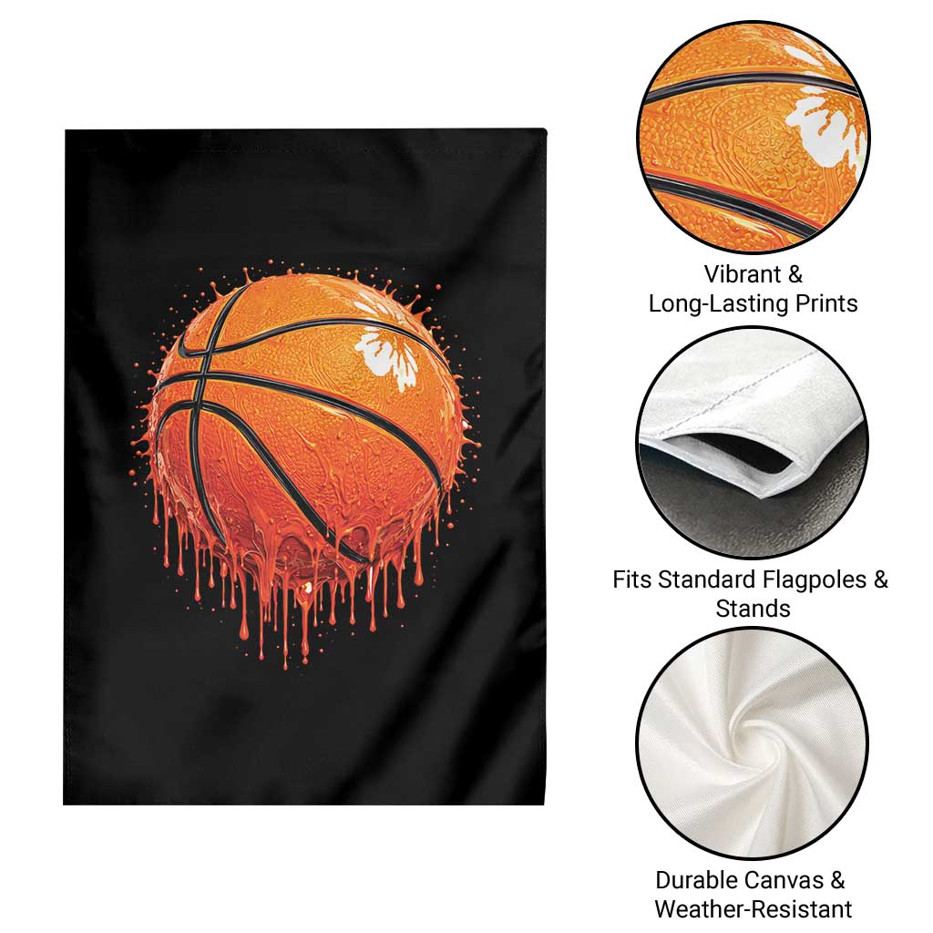 Funny Basketball Drip Splash Graphic Garden Flag