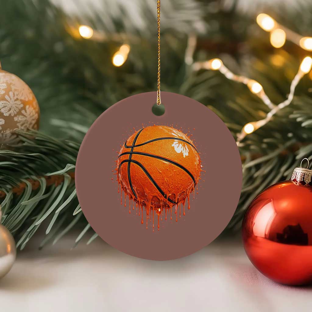 Funny Basketball Drip Splash Graphic Ceramic Ornament